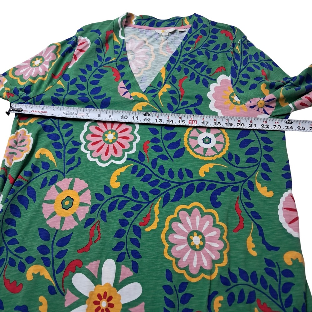 Boden Maxi Dress Womens 16/18R Green Floral V-Neck 3/4 Sleeve Retro Mod Casual - Picture 6 of 7